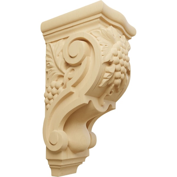 Ekena Millwork 4 7/8"W x 5 1/2"D x 10 7/8"H Medium Grape Bunches Corbel, Alder COR04X05X10GRAL - main